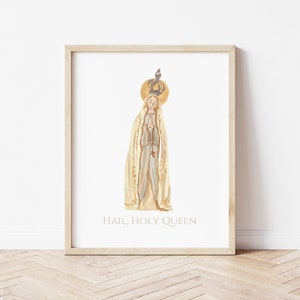 Hail Holy Queen Mary Our Lady Print Catholic Wall Art Marian Month Mothers Day DIGITAL DOWNLOAD