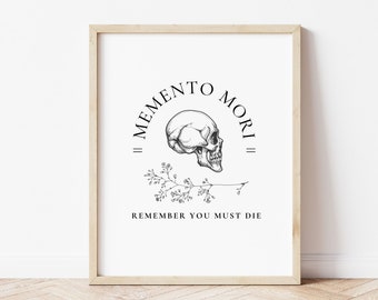 Memento Mori Print katholieke muurkunst Halloween Allerzielen Allerheiligen DIGITALE DOWNLOAD
