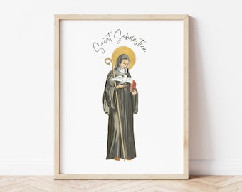 Heilige Scholastika Druck katholische christliche Kunst