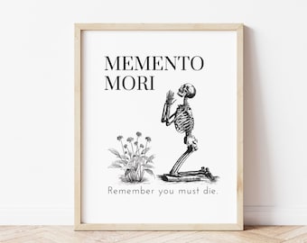Memento Mori Print katholieke muurkunst Halloween Allerzielen Allerheiligen DIGITALE DOWNLOAD