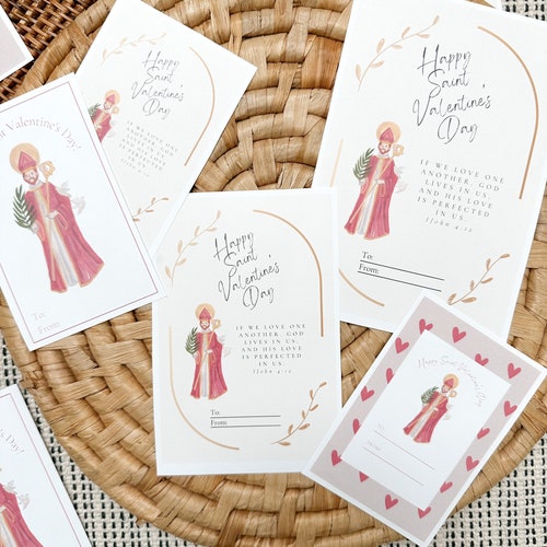 Saint Valentines Day Cards Printable Digital Download Catholic Etsy