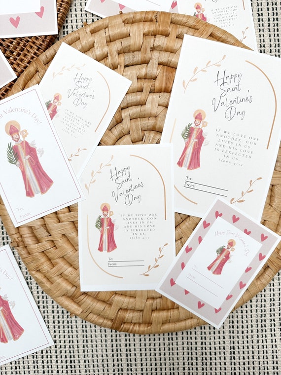 Saint Valentines Day Cards Printable Digital Download Catholic Christian