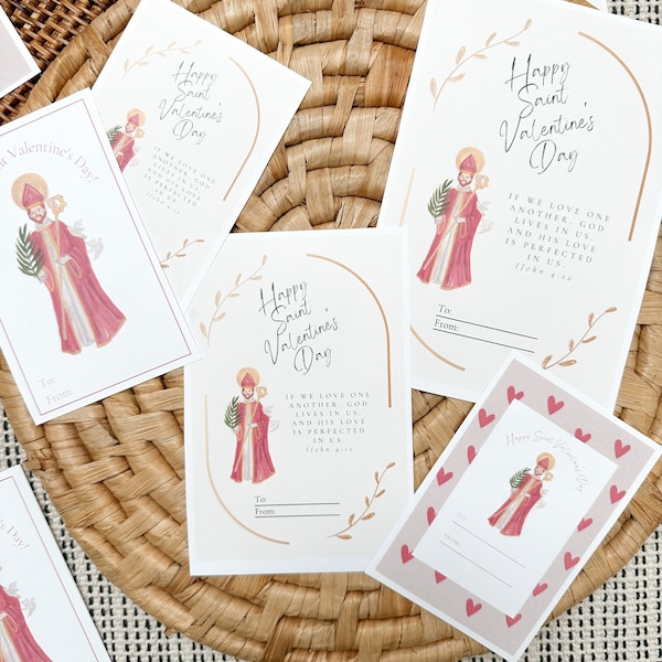 Saint Valentines Day Cards Printable Digital Download Catholic Christian