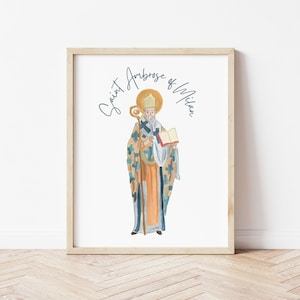 Saint Ambrose of Milan Print Wall Art Catholic