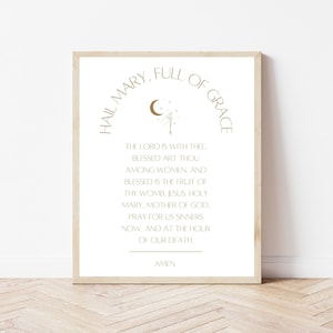 Hail Mary Prayer Wall Print Poster Catholic Art DIGITAL DOWNLOAD