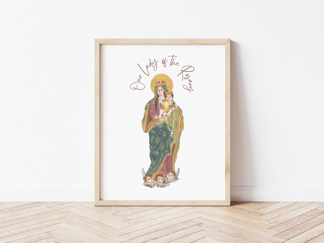 Our Lady of the Rosary Print Catholic Wall Art Decor DIGITAL DOWNLOAD ...