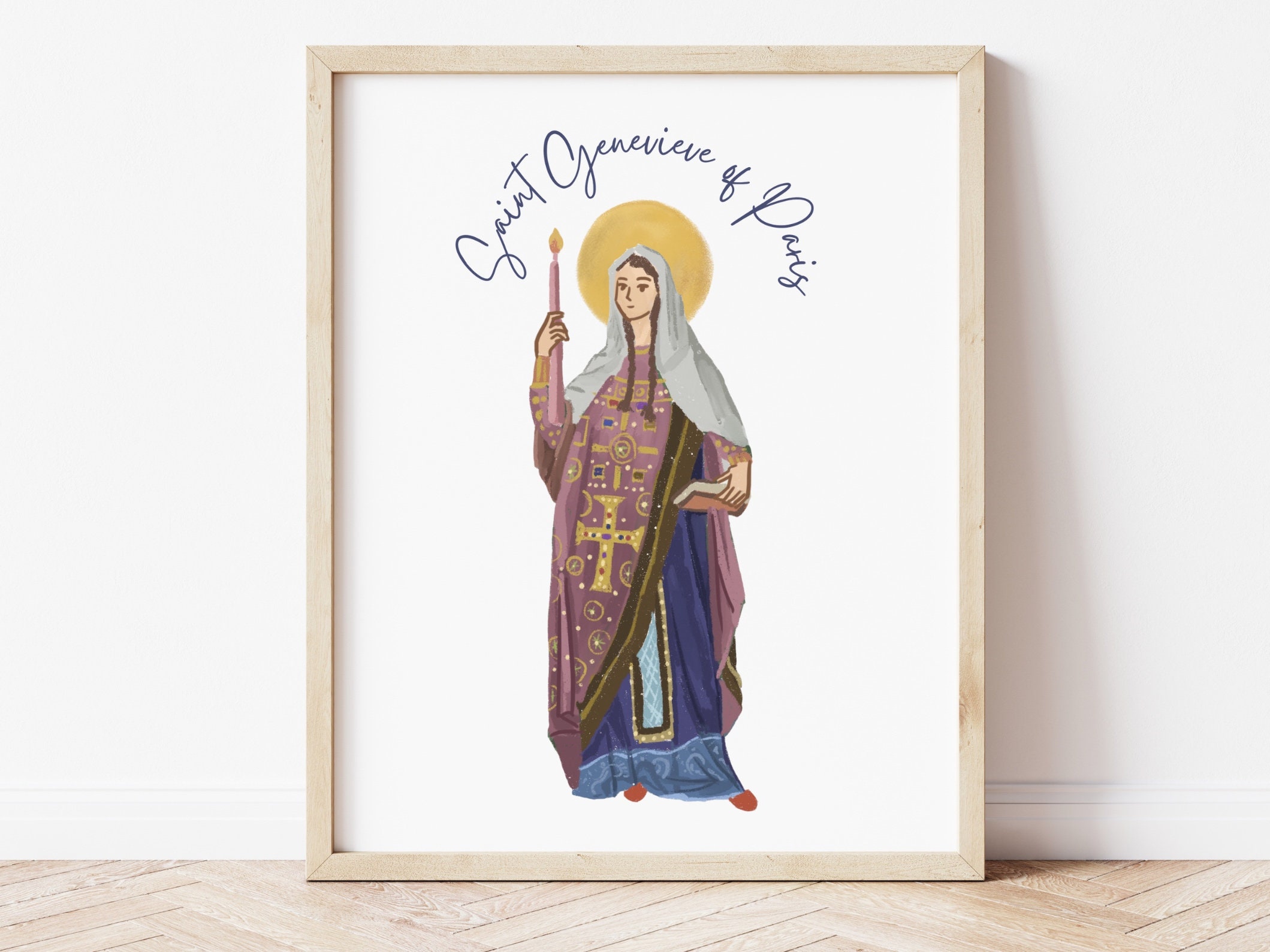 Saint Genevieve of Paris Print Catholic Christian Art