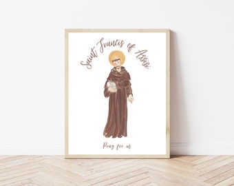 Saint Francis of Assisi Wall Art Catholic Illustration