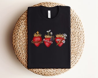 Sacred Hearts Unisex T-Shirt Katholisches christliches Hemd-T-Stück