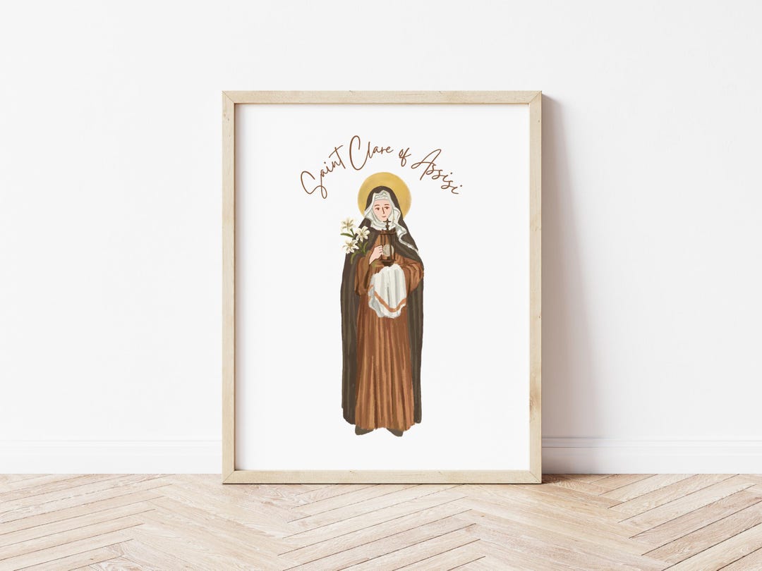 Saint Clare of Assisi Catholic Art Print Christian Baptism Confirmation ...
