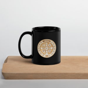 Saint Benedict Medal Black Mug Catholic Christian
