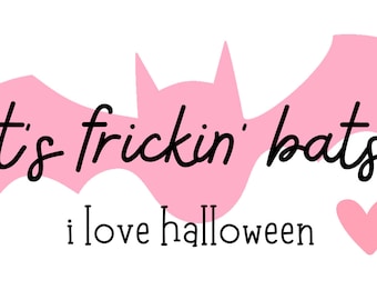 Glitzer-Banner „It's Frickin Bats I Love Halloween“ – Party-Deko Für Halloween (schwarz, Ca. 17 Cm Pro Karte)