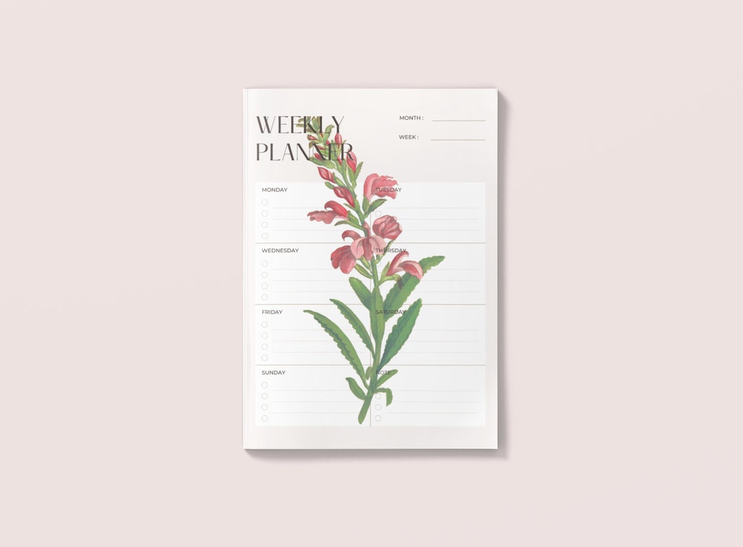 Weekly Floral Planner Printable, Instant Download, Weekly Schedule ...