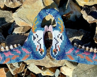Hand Beaded Deer Skulls on a Deer Jaw (Matching Pair)