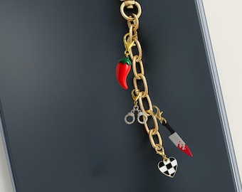 Dark Romance Spicy Kindle Charm Chain – Curated Smutty Bookish Set with 4 Interchangeable Charms