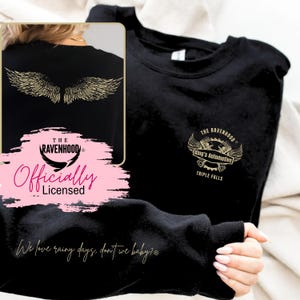 Officially Licensed Ravenhood Series Sweatshirt- Kate Stewart King Automotive Logo, Ravenhood Wing Tattoo, Rainy Days Quote, Cozy Bookish