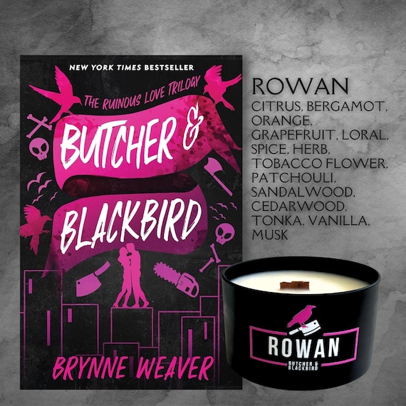 Officially Licensed Rowan Candle – Butcher & Blackbird  | Brynne Weaver Candle | Serial Killer Romance | Morally Gray Book Boyfriend