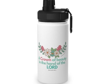 Bible Encouragement Stainless Steel Water Bottle, Sports Lid