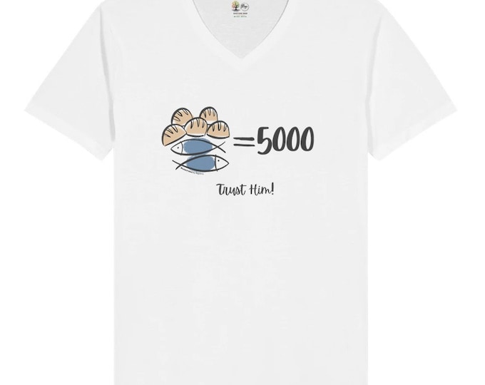 Divine Bread & Fish Unisex V-Neck Tee - Religious Christian Shirt