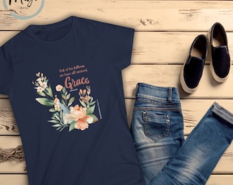 Women's Softstyle Tee, Inspirational Tee, Bible Verses - Overall Grace