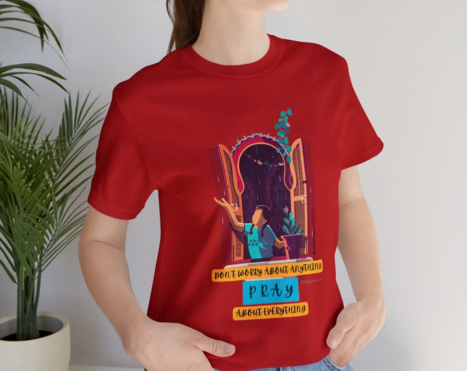Stay Inspired: Christian Tee, Pray Without Worry, Unisex Graphic Scripture Print, Comfort Fit