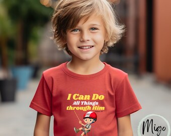 Kids T-Shirt I can do all things in Him, Christian and bible based T-Shirts for Kids