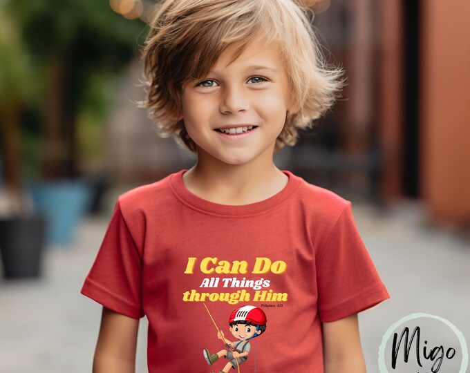 Kids T-Shirt I can do all things in Him, Christian and bible based T-Shirts for Kids