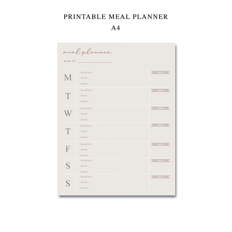 Minimalist Meal Planner, Meal Planner Printable, Menu Plan Printable ...
