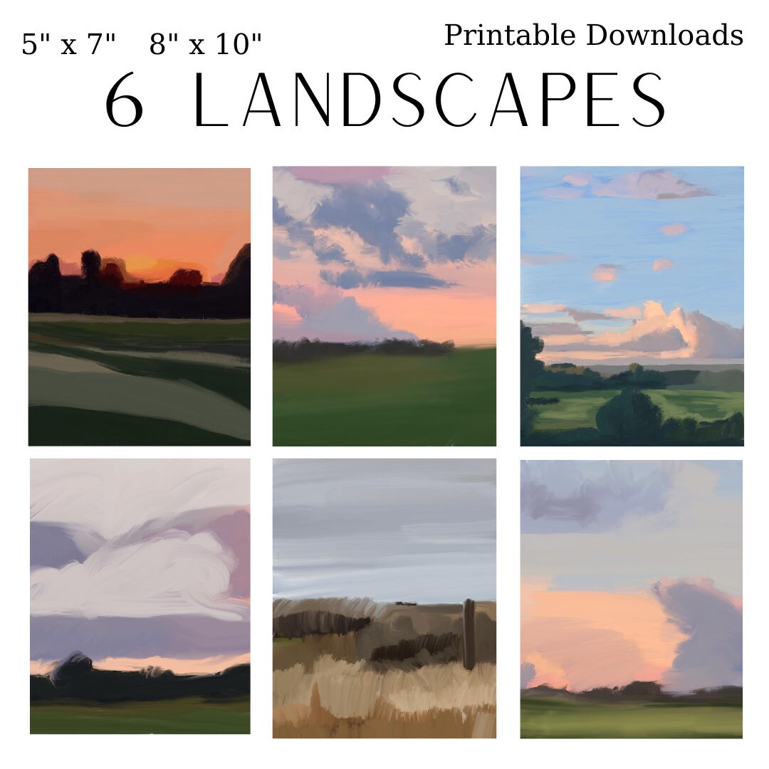 6 Abstract Landscape Printable Art Bundle Download ONLY Etsy