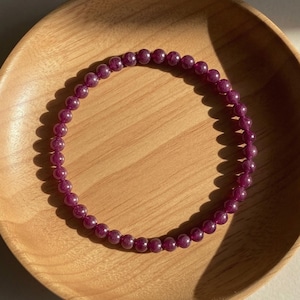 Purple Ruby Bracelet - 4mm Fandango Purple Crystal Dainty Bracelet - Minimalist Boho Jewelry Stackable Elastic
