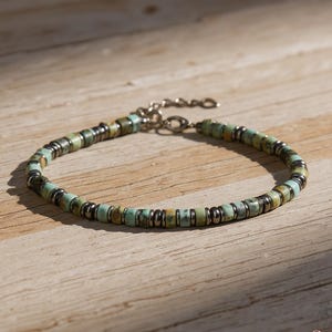 Natural African Turquoise Bracelet - Turquoise Stone Beaded Bracelet - Hematite Gemstone Healing Bracelet Gift to him, gift to her