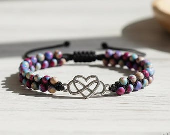Infinity hart armband eindeloze liefde armband natuursteen helende armband bescherming armband cadeau voor haar, cadeau voor hem, kerstcadeau