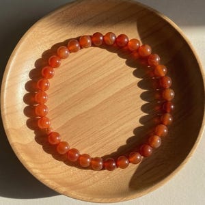 Carnelian Bracelet - 5mm Red Gemstone Dainty Bracelet - Minimalist Boho Jewelry Stackable Elastic