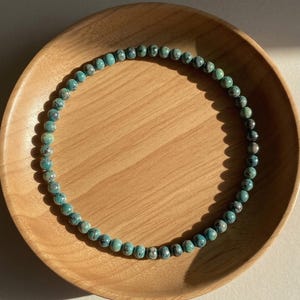 African Turquoise Bracelet - 4mm Turquoise Gemstone Dainty Bracelet - Minimalist Boho Jewelry Stackable Elastic