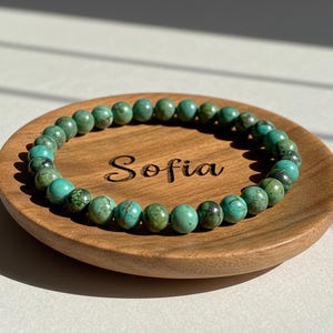 Natural 4mm African Turquoise Bracelet - Green Turquoise Gemstone Dainty Bracelet - Healing Crystal Bracelet Gift for her, gift for him