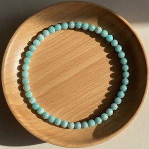 Amazonite Bracelet - 4mm Crystal Dainty Bracelet - Minimalist Boho Jewelry, Stackable, elastic