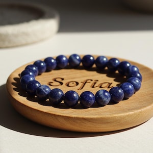 Sodalite Bracelet - Natural Blue Gemstone Stretch Bracelet - Healing Stone Bracelet Handmade Gift for her, gift for him, Christmas Gift