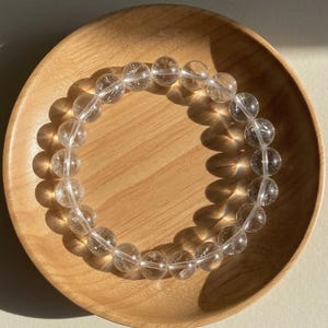 Clear Quartz Bracelet - 8mm Clear Crystal Stretch Bracelet - Boho Style Jewelry Stackable, Elastic