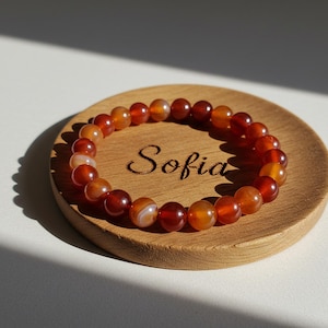 Natural Red Agate Stone Bracelet - 4mm / 8mm Red Agate Gemstone Stretch Bracelet Healing Strength Bracelet Gift for her, gift for him