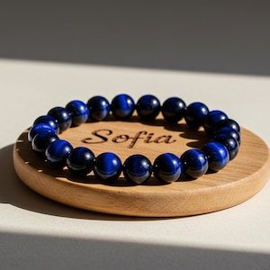 Blue Tiger’s Eye Stone Beaded Bracelet - 4/8mm Blue Gemstone Bracelet - Healing Bracelet Gift for her, gift for him, Christmas Gift