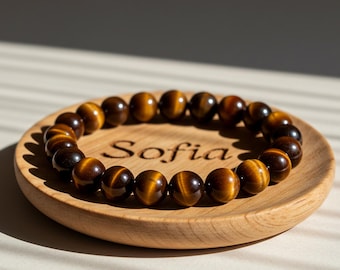 Tiger’s Eye Stone Beaded Bracelet - Natural 4/8mm Gemstone Stretch Bracelet Healing Bracelet Christmas Gift, gift for her, gift for him