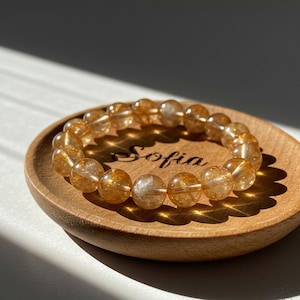 Citrine Stone Bracelet - Natural Yellow Crystal Gemstone Stretch Bracelet - Healing Bracelets Gift for her, gift for him, Christmas Gift