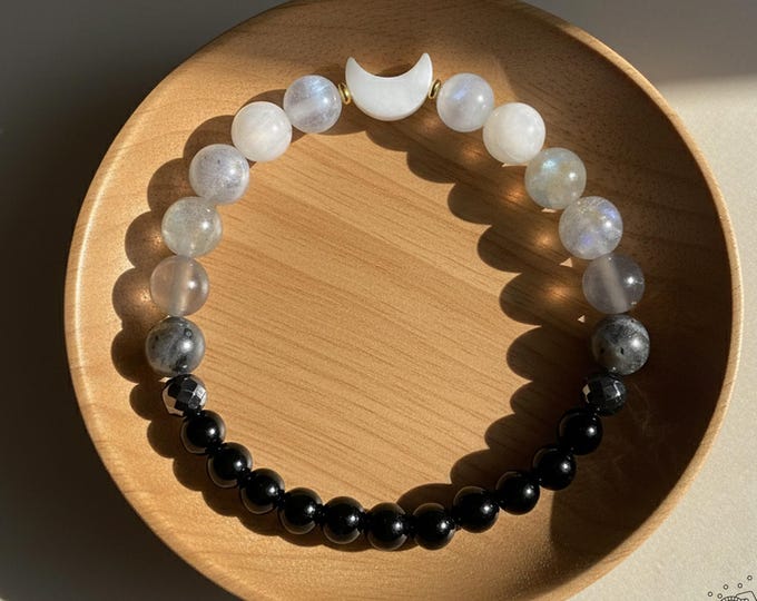 Moon Phase Crystal Bracelet - Lunar Energy Bracelet Healing Crystal Jewelry - Cleanse Bracelet, Inner Peace Bracelet Gift for her