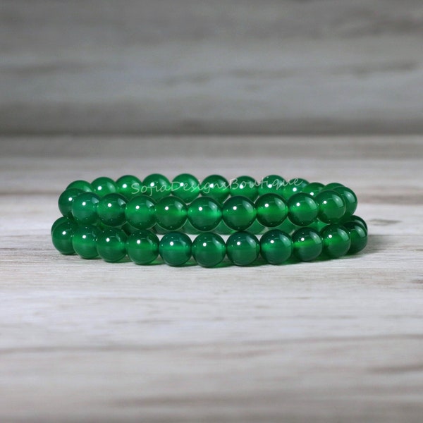 Emerald Bracelet - Green Emerald Crystal Gemstone Stretch Bracelet - Spiritual Healing Stone Bracelet Handmade gift for her, gift for him