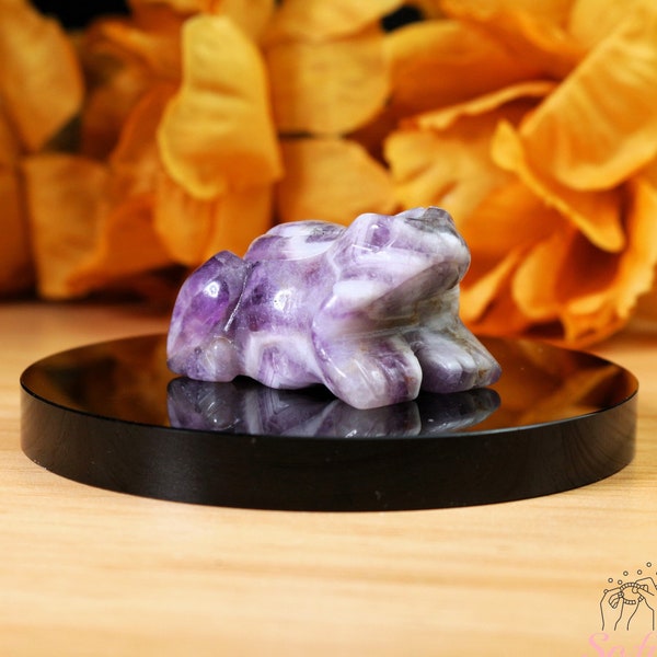 Amethyst Stone Frog - Natural Chevron Amethyst Crystal Frog -  Animal Collection Healing Crystal Home Decoration Mineral Specimen