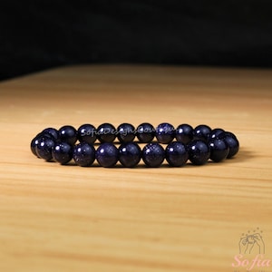 Natural Blue Goldstone Bracelet -  8mm Goldstone Gemstone Stretch Bracelet - Spiritual Healing Stone Bracelet Gift for her, gift for him