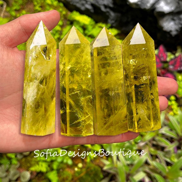 Citrine Stone Tower - Citrine Single Point Crystal Tower Wand - Healing Crystal Chakra Stone Obelisk Home Decoration Mineral Specimen
