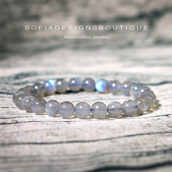 Moonstone Stone Dainty Bracelet - Natural 6mm Gemstone Stretch Bracelet - Spiritual Healing Protection Bracelet Gift for her, gift for him