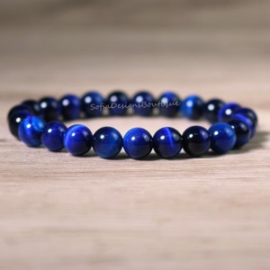 Blue Tiger’s Eye Stone Beaded Bracelet - 4/8mm Blue Gemstone Bracelet - Inner Peace Bracelet Healing Bracelet Gift for her, gift for him