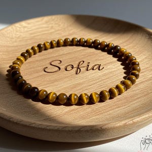 4mm Tiger’s Eye Stone Bracelet - Tiger Eye Gemstone Stretch Bracelet Spiritual Healing Strength Bracelet Gift for her, gift for him